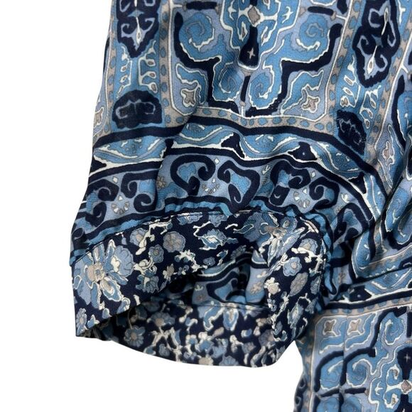 Joie Silk Blouse Blue Floral Print 174 small - Picture 4 of 16